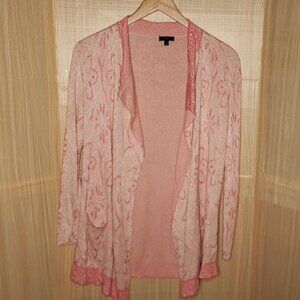 Cupio Women’s Pink Cream White Open Front Thin Soft Cardigan Medium